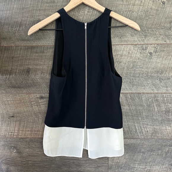 A.L.C. Double Layer Tank Top Findley Black/White Crepe Sleeveless Blouse Sz 6 - Picture 3 of 7